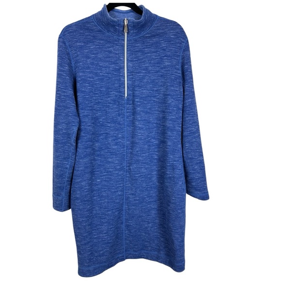 Tommy Bahama Dresses & Skirts - Tommy Bahama qtr zip long sleeve reversible sweatshirt dress blue sz M